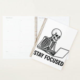 Skeleton on Laptop – Stay Focused Planner