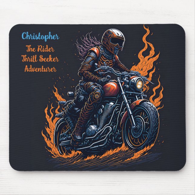 Skeleton On Motorcycle Mouse Pad (Front)