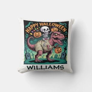Skeleton on Mummy T-Rex – Spooky Dino Rider Cushion