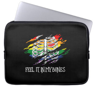 Skeleton on Rainbow Flag Colours Background Laptop Sleeve