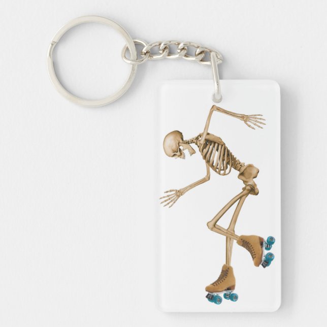 Skeleton on Roller Skates Key Ring (Front)