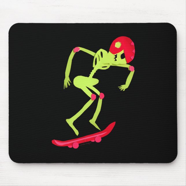 Skeleton on Skateboard Halloween Mousepad (Front)
