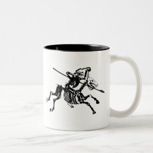 Skeleton on Skeleton Horse Two-Tone Coffee Mug