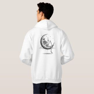 Skeleton on the Moon with Coffee – Gothic Night  Hoodie