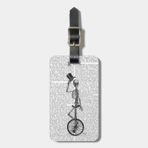 Skeleton on Unicycle Luggage Tag