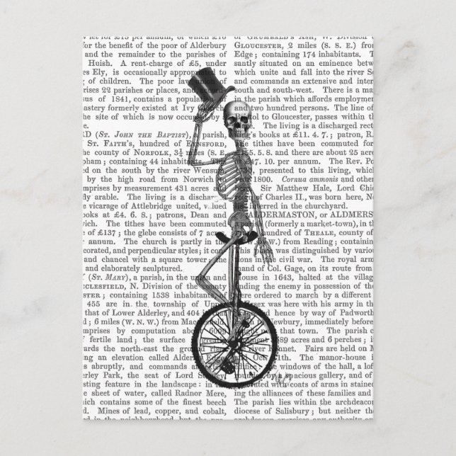 Skeleton on Unicycle Postcard (Front)