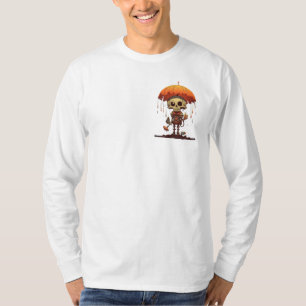 Skeleton Orange Melting Umbrella Halloween T-Shirt