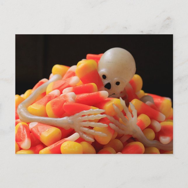 Skeleton Out of Control Halloween Postcard (Front)