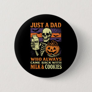 Skeleton Papa Halloween Dad Who Came Ck With Milk 6 Cm Round Badge
