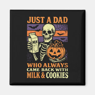 Skeleton Papa Halloween Dad Who Came Ck With Milk Magnet