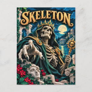 Skeleton, Paper Cut Monster Postcard