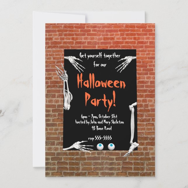 Skeleton Parts Halloween Party Invitation (Front)