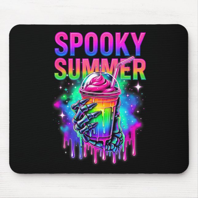 Skeleton Party Summerween Vibes Spooky Summer Drin Mouse Pad (Front)