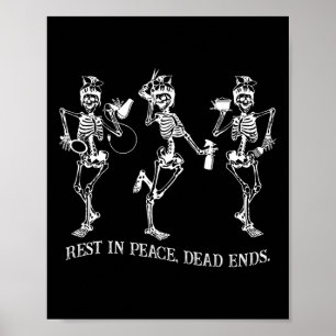 Skeleton Peace Dead Ends Hairstylist Halloween  Poster