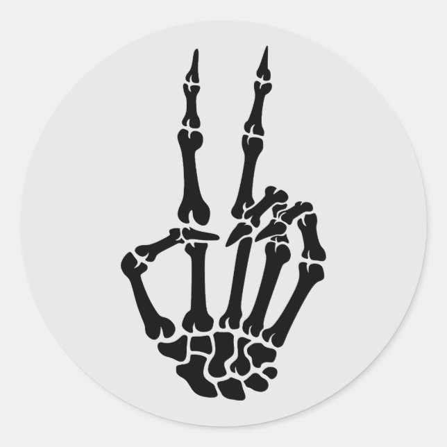 Skeleton Peace Hand Gesture Sticker (Front)