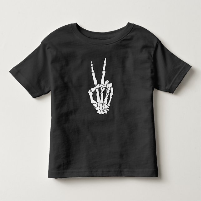 Skeleton Peace Sign Halloween Toddler T-Shirt (Front)