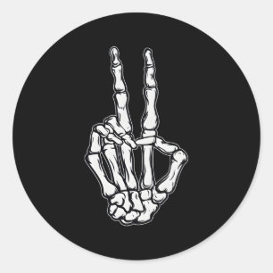 Skeleton Peace Sign Hand Peace Victory Skeleton Ha Classic Round Sticker