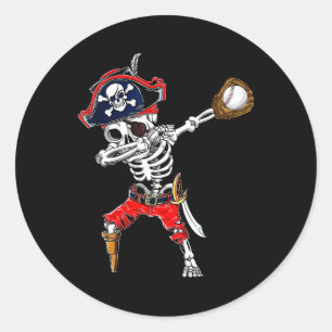 Skeleton Pirate & Baseball Ball Halloween Cost Classic Round Sticker