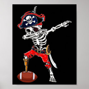Skeleton Pirate &amp; Football Ball Halloween Cost Poster