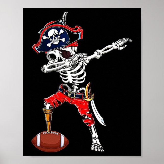 Skeleton Pirate &amp; Football Ball Halloween Cost Poster (Front)