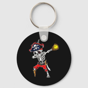 Skeleton Pirate &amp; Softball Ball Halloween Cost Key Ring
