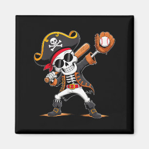 Skeleton Pirate Halloween Costume Baseball Player Magnet