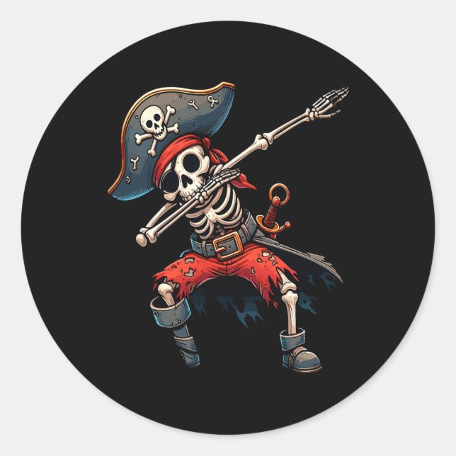 Skeleton Pirate Kids  Classic Round Sticker (Front)