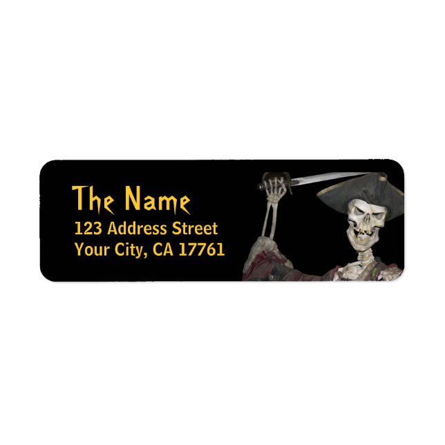 Skeleton Pirate Return Address Labels (Front)