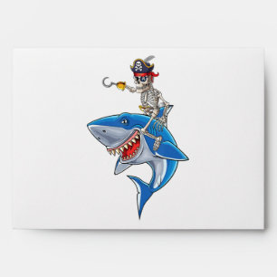 Skeleton Pirate Riding Shark Cute Boys Halloween Envelope