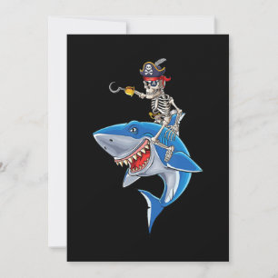 Skeleton Pirate Riding Shark Cute Boys Halloween Holiday Card