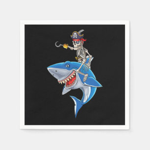 Skeleton Pirate Riding Shark Cute Boys Halloween Napkin