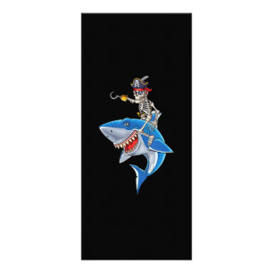 Skeleton Pirate Riding Shark Cute Boys Halloween Rack Card