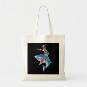 Skeleton Pirate Riding Shark Cute Boys Halloween Tote Bag