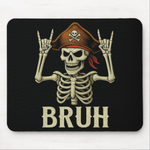 Skeleton Pirate Rock Bro Halloween Rocker Mens Mouse Pad