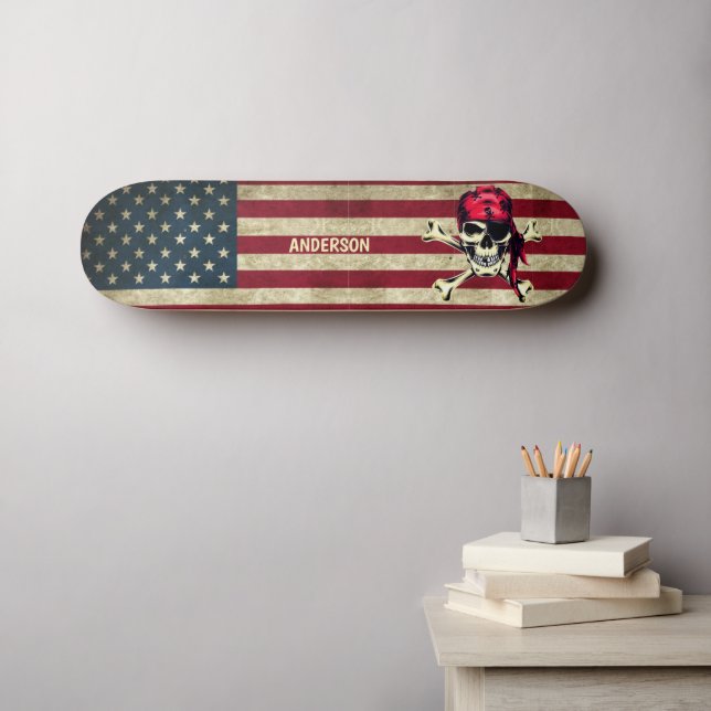  Skeleton Pirate  Skateboard (Wall Art (Horz))