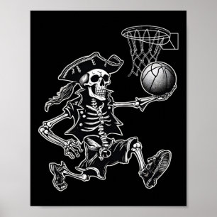 Skeleton Pirate Sketll Funny Halloween Sketll Play Poster