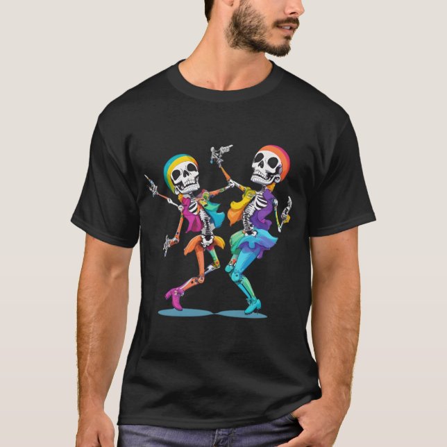 Skeleton Pirates Dancing Rainbow T-Shirt (Front)