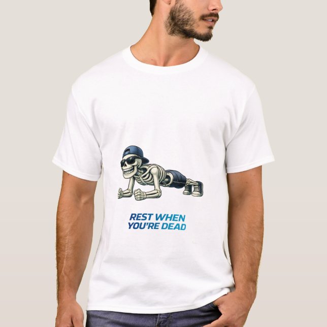 Skeleton Plank Exercise Funny Fitness Design T-Shirt (Front)