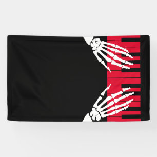 Skeleton play piano banner