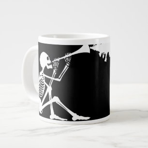 Skeleton Playing a Horn Making Music Large Coffee Mug