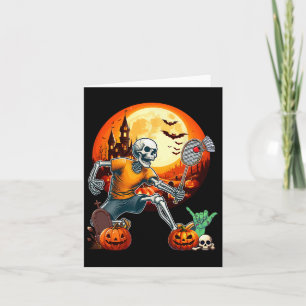 Skeleton Playing Badminton Halloween Player Traine Card