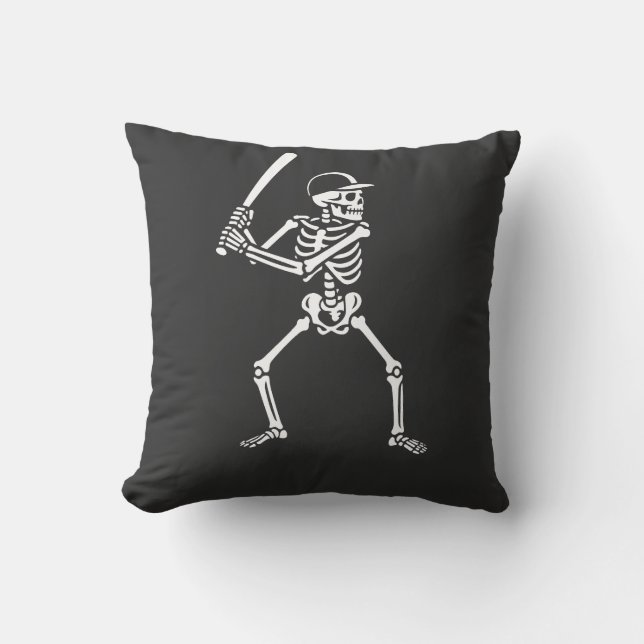 Skeleton playing Baseball gift Cushion (Front)