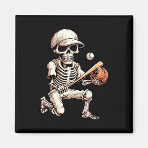 Skeleton Playing Baseball Halloween Skull Lover  Magnet