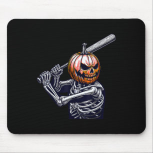 Skeleton Playing Baseball Player Halloween  Mouse Pad