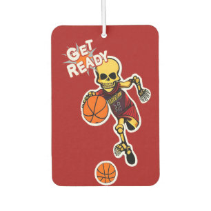 Skeleton playing basketball By CallisC Square Wal Car Air Freshener