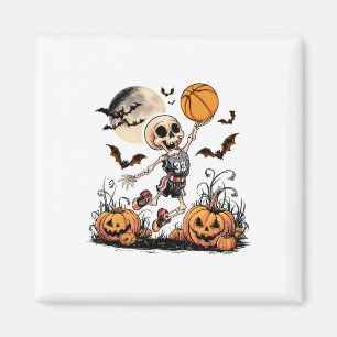 Skeleton Playing Basketball Halloween Men Boys Bas Magnet