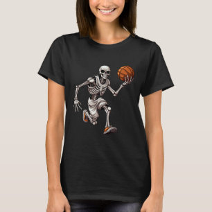 Skeleton Playing Basketball Halloween Skull Lover T-Shirt