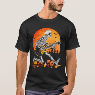 Skeleton Playing Bass Guitar Halloween Electric Ac T-Shirt