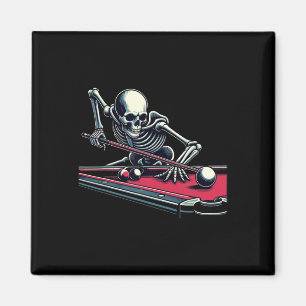 Skeleton Playing Billiards Halloween Billiard Pool Magnet