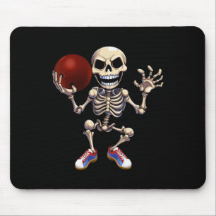 Skeleton Playing Bowling Funny Halloween Skull Kid Mouse Pad
